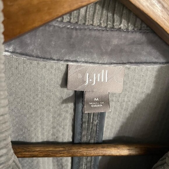J. Jill Womens Gray Corduroy Button Up Pockets Mature Blazer Jacket Size Medium - Picture 2 of 6